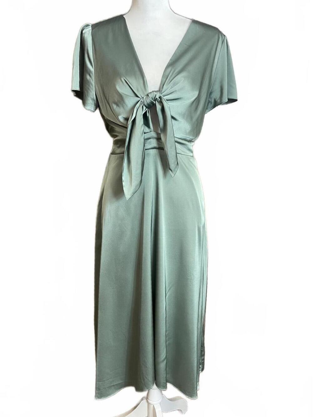 Baltic Born Poppy satin midi dress in a green large